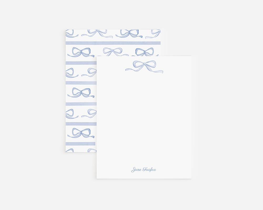 Bows And Stripes Personalized Watercolor Stationery Set - Image 3