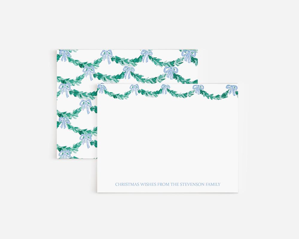 Evergreen Garlands And Bows Personalized Christmas Stationery Set - Image 4
