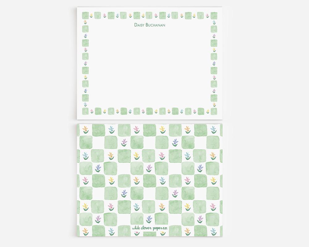 Checkerboard Floral Border Personalized Stationery Set - Image 4