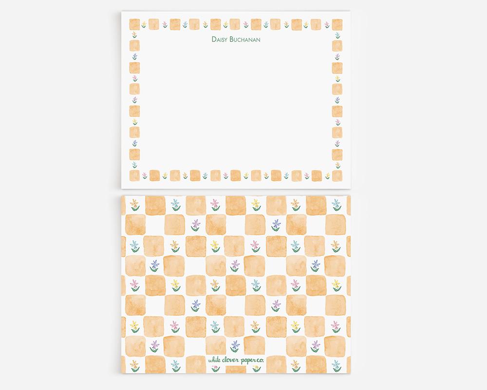 Checkerboard Floral Border Personalized Stationery Set - Image 5