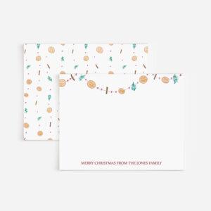 Natural Orange Garlands Personalized Christmas Stationery Set