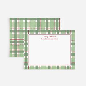 Christmas Plaid Watercolor Personalized Stationery Set
