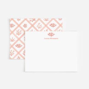 Coastal Coral Personalized Watercolor Stationery Set