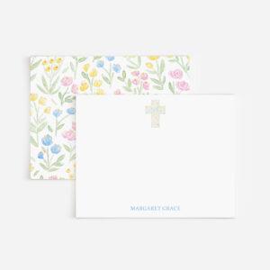 Floral Cross Personalized Stationery Set