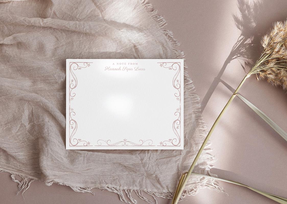 Swirl Border Elegant Personalized Stationery Set - Image 3