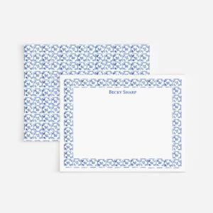 Floral Watercolor Delft Tiles Personalized Stationery Set