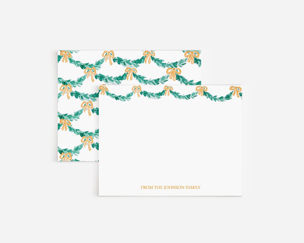 Evergreen Garlands And Bows Personalized Christmas Stationery Set - Image 5