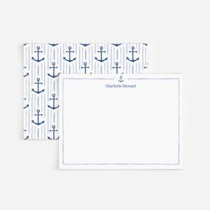 Nautical Anchors Personalized Watercolor Stationery Set