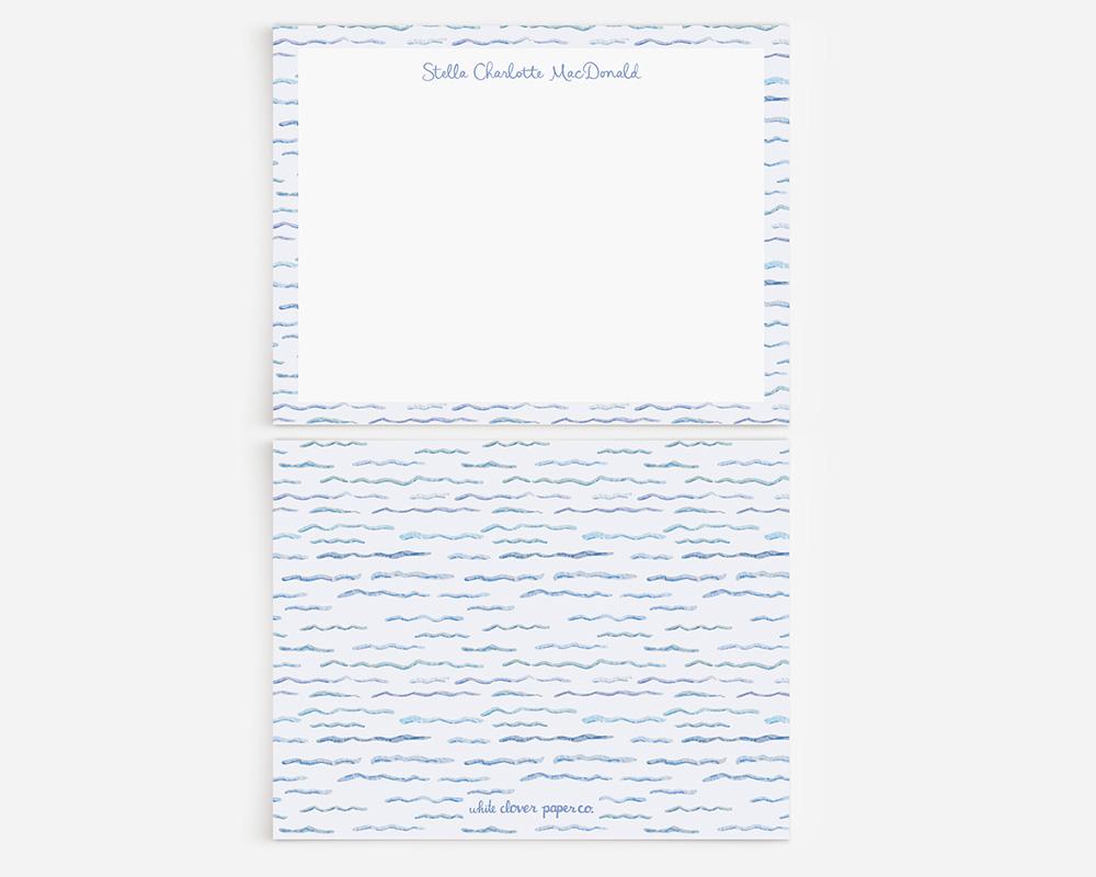 Ocean Waves Personalized Watercolor Stationery Set - Image 2
