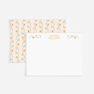 Orange Flowers Watercolor Personalized Stationery Set