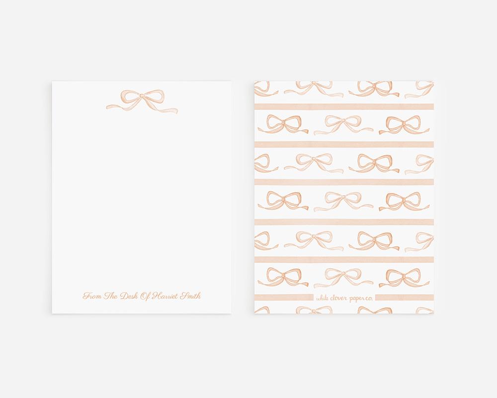 Bows And Stripes Personalized Watercolor Stationery Set - Image 4