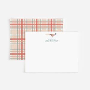 Pheasant Plaid Personalized Stationery Set