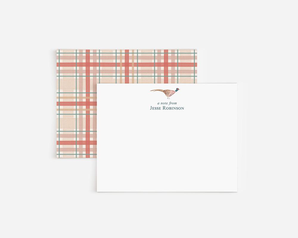 Pheasant Plaid Personalized Stationery Set