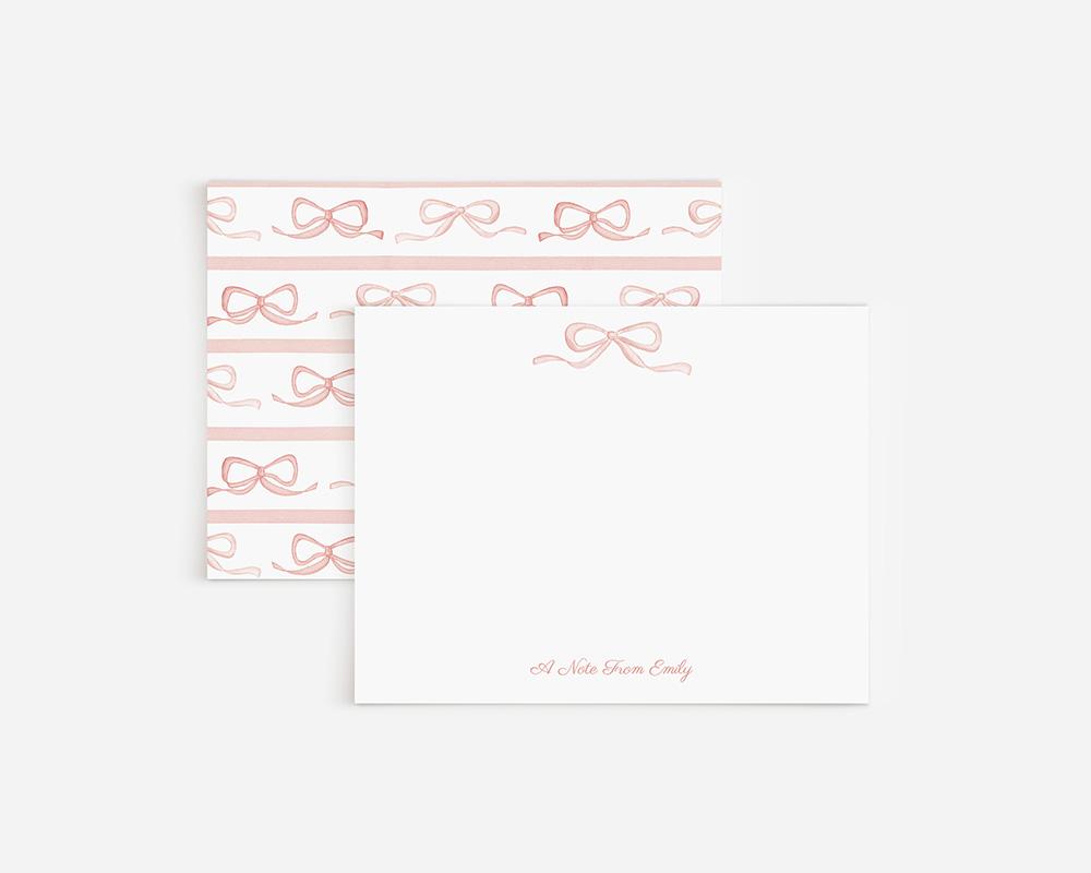 Bows And Stripes Personalized Watercolor Stationery Set
