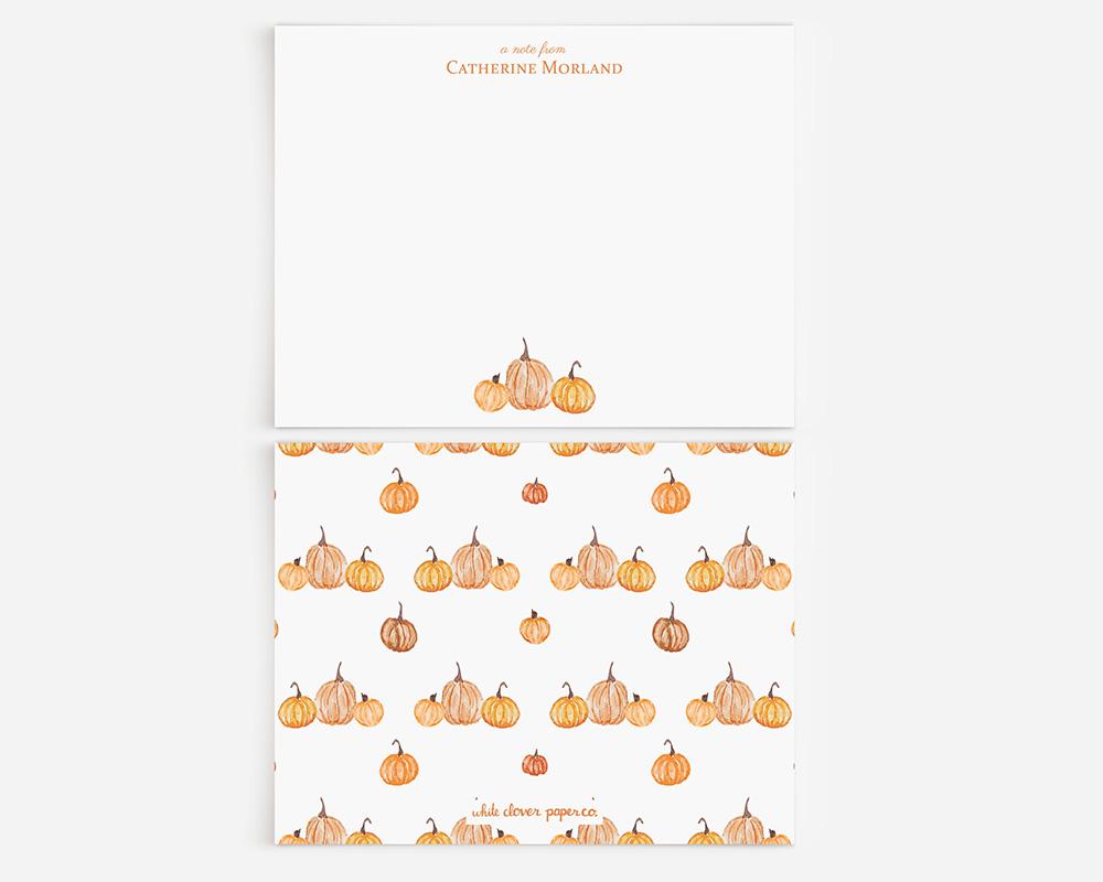 Fall Pumpkins Personalized Watercolor Stationery Set - Image 2