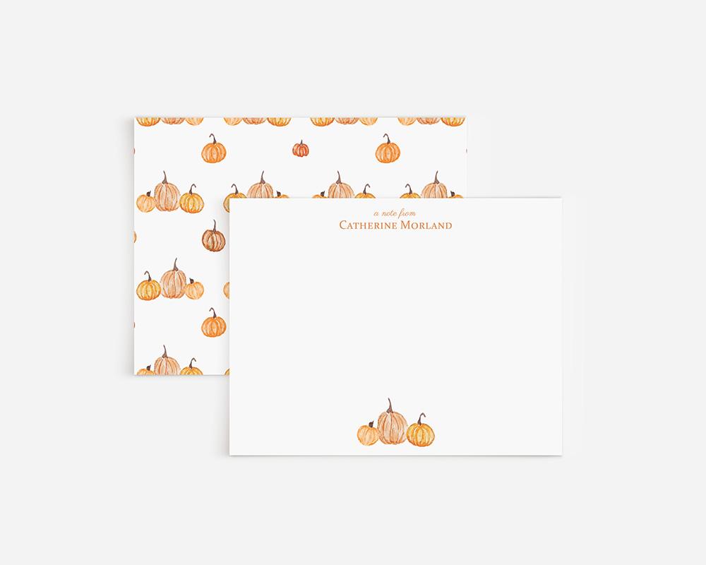 Fall Pumpkins Personalized Watercolor Stationery Set