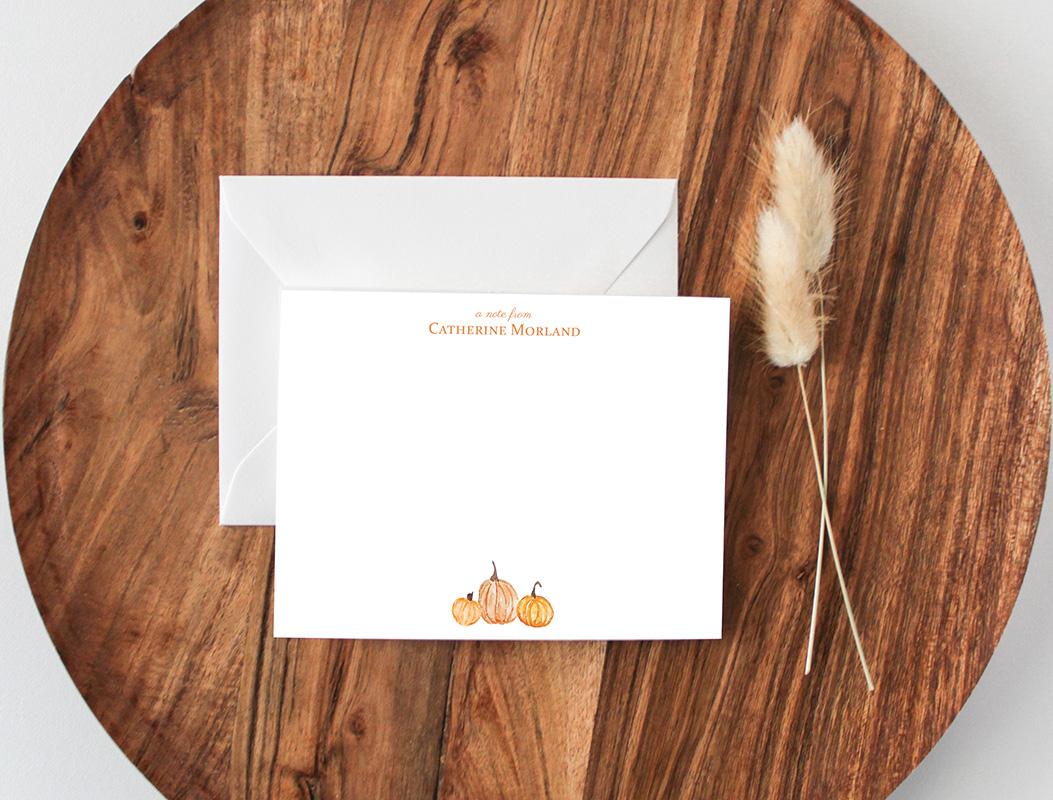 Fall Pumpkins Personalized Watercolor Stationery Set - Image 3