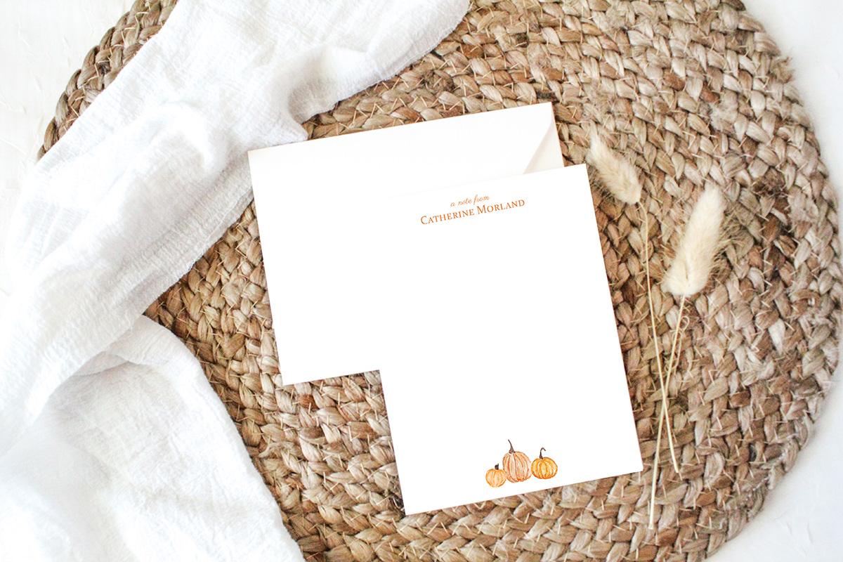Fall Pumpkins Personalized Watercolor Stationery Set - Image 6