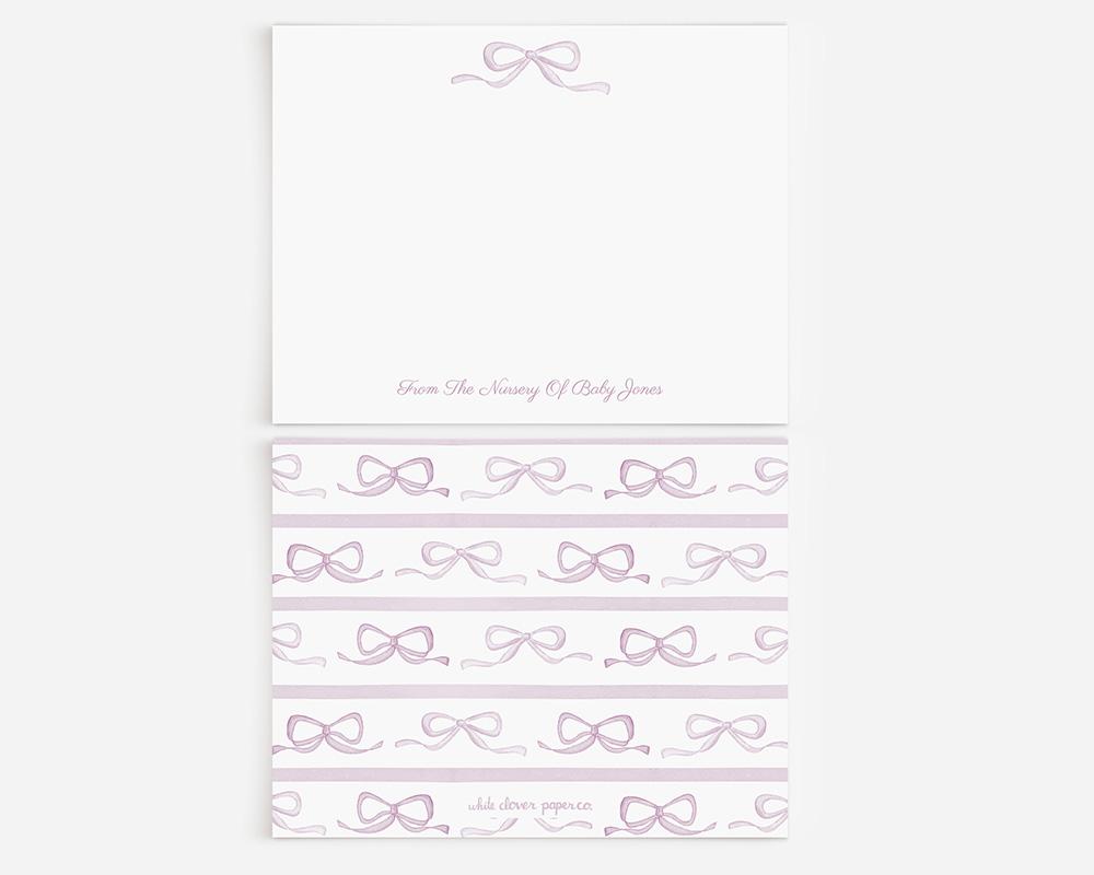 Bows And Stripes Personalized Watercolor Stationery Set - Image 2