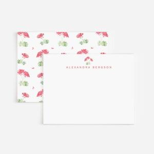 Red Geraniums Floral Watercolor Personalized Stationery Set