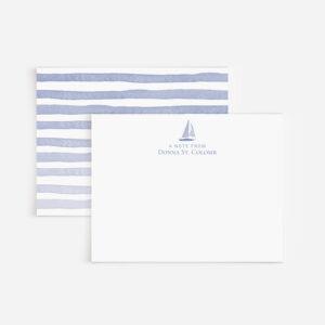 Sailboats And Stripes Watercolor Personalized Stationery Set