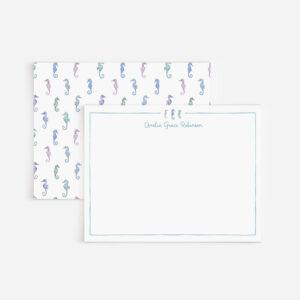 Seahorses Personalized Watercolor Stationery Set