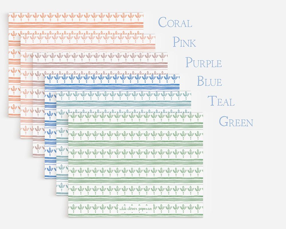 Horizontal Stripes With Flowers Personalized Stationery Set - Image 4