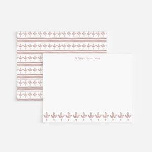Horizontal Stripes With Flowers Personalized Stationery Set
