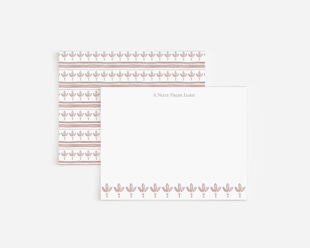 Horizontal Stripes With Flowers Personalized Stationery Set