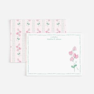 Pink Sweet Pea Personalized Watercolor Stationery Set