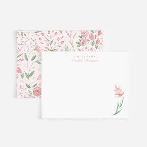 Tiny Pink Flowers Personalized Watercolor Stationery Set