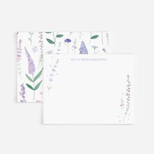 Purple Watercolor Flowers Personalized Stationery Set