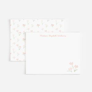 Tiny Peach Watercolor Flowers Personalized Stationery Set