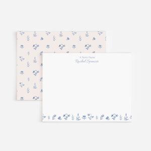 Tiny Blue Flower Border Personalized Watercolor Stationery Set