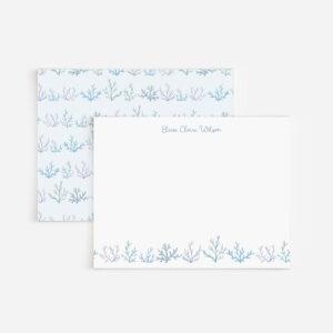 Blue Coral And Seaweed Personalized Watercolor Stationery Set