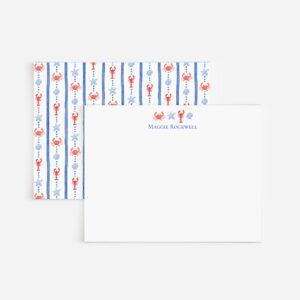 Lobsters And Crabs Coastal Personalized Watercolor Stationery Set