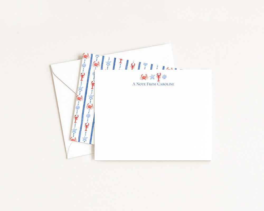 Lobsters And Crabs Coastal Personalized Watercolor Stationery Set - Image 3