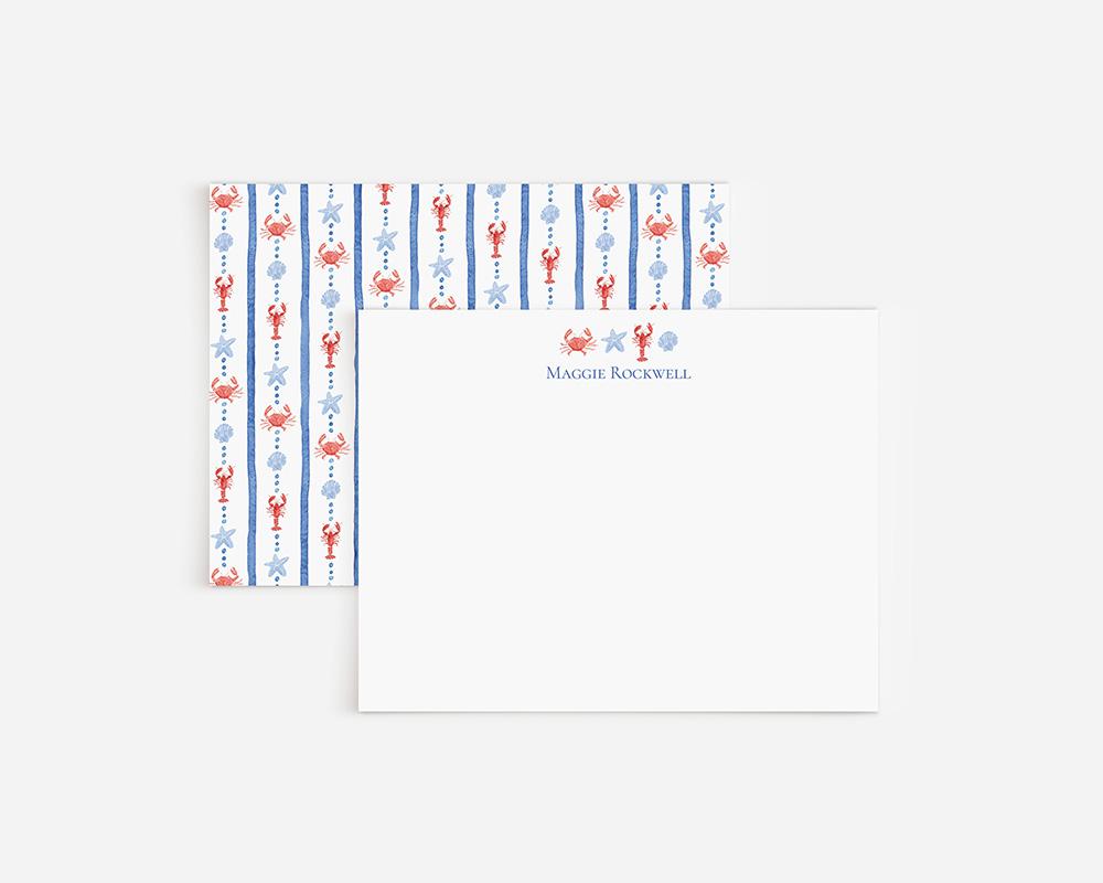 Lobsters And Crabs Coastal Personalized Watercolor Stationery Set