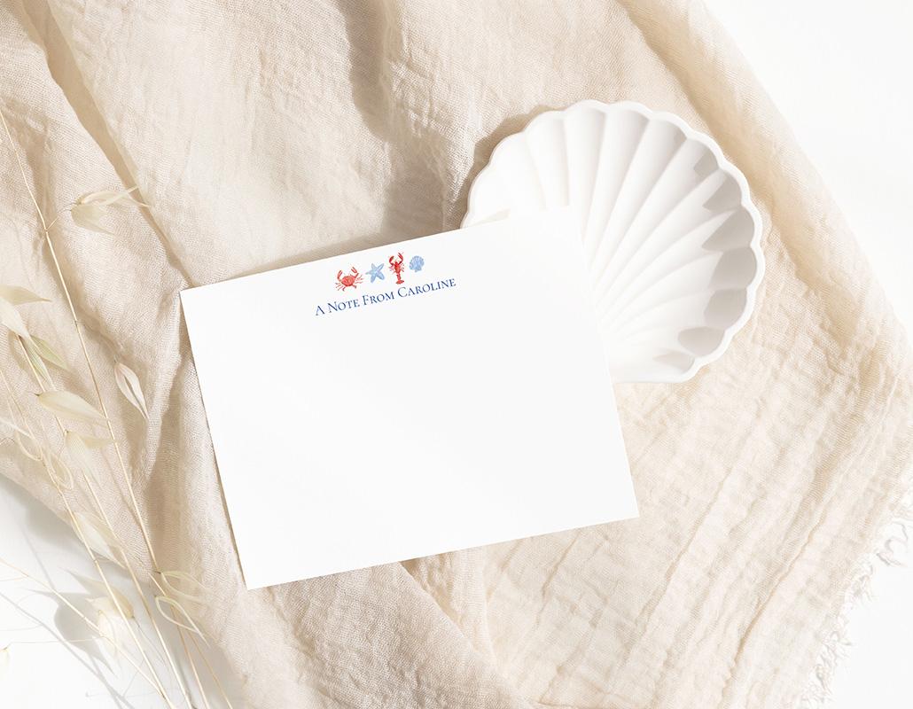 Lobsters And Crabs Coastal Personalized Watercolor Stationery Set - Image 4