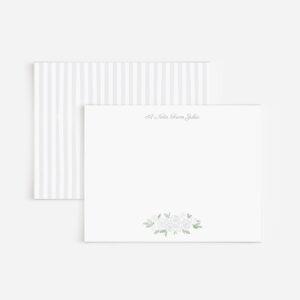 Striped Personalized Bridal Stationery Set With Tiny Flowers