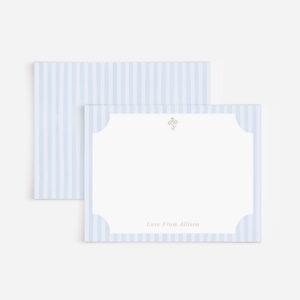 Simple Elegant Striped Personalized Stationery Set With Tiny Flowers