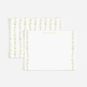 Yellow Roses Striped Personalized Stationery Set