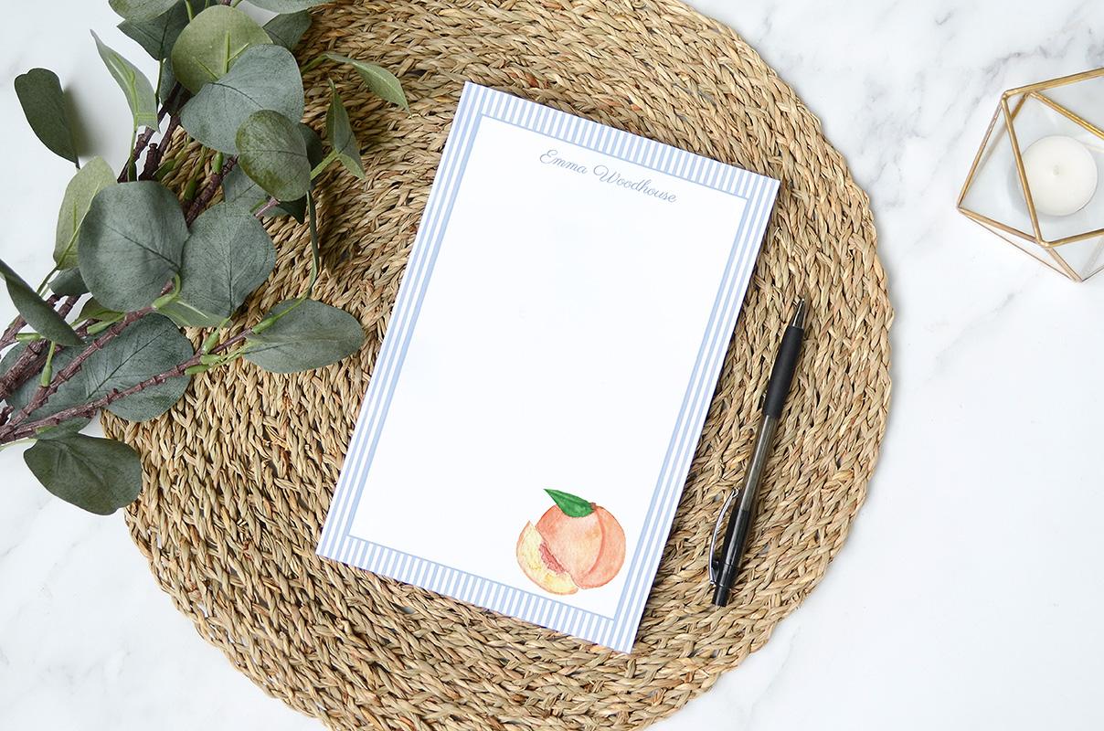 Peaches And Stripes Personalized Notepad
