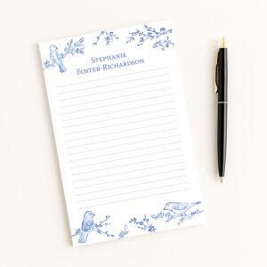 Blue Chinoiserie Birds Notepad
