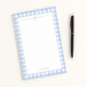 Gingham And Bows Personalized Notepad