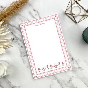 Burgundy Flowers Personalized Notepad