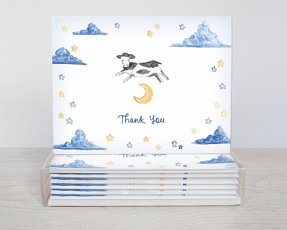 Cow Jumping Over The Moon Thank You Cards Box Of 10