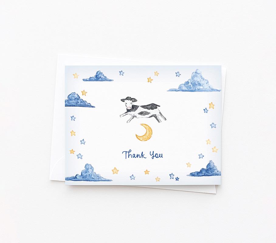 Cow Jumping Over The Moon Thank You Cards Box Of 10 - Image 2
