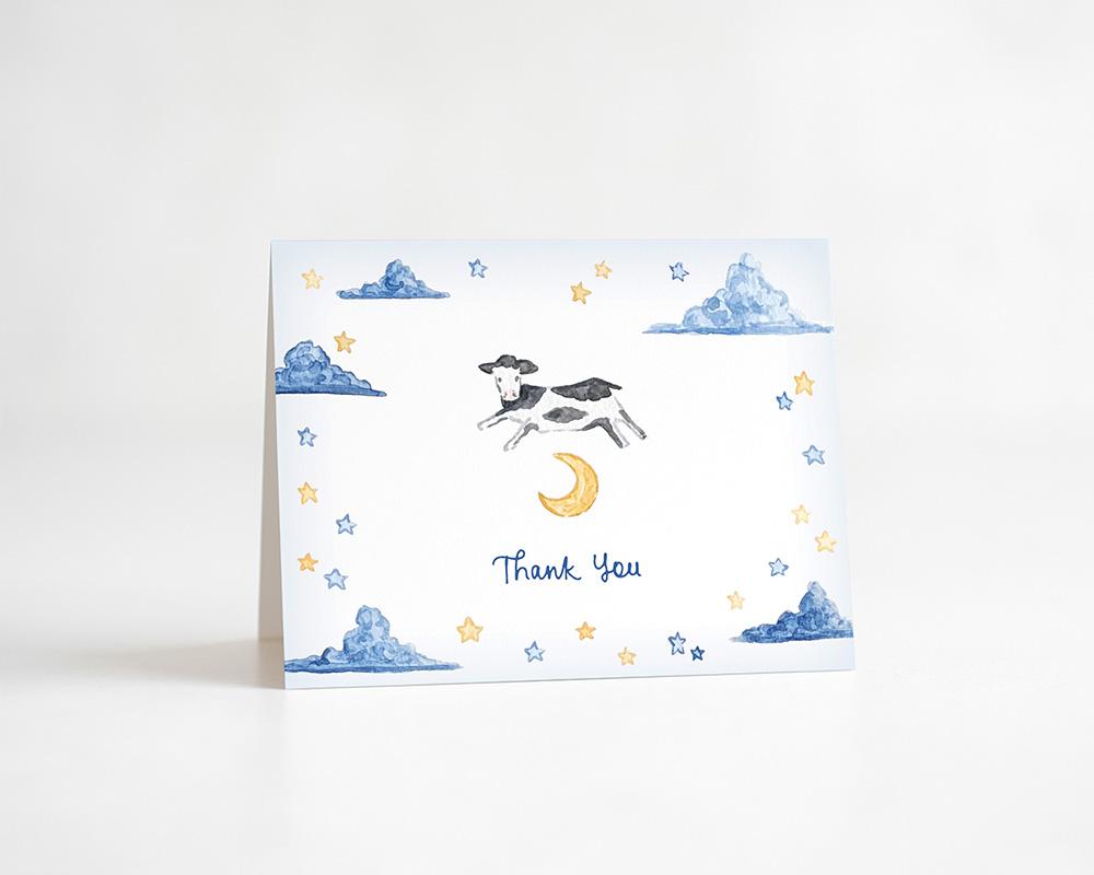 Cow Jumping Over The Moon Thank You Cards Box Of 10 - Image 3