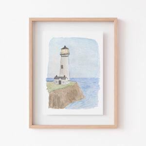 Tiny Lighthouse Watercolor Art Print